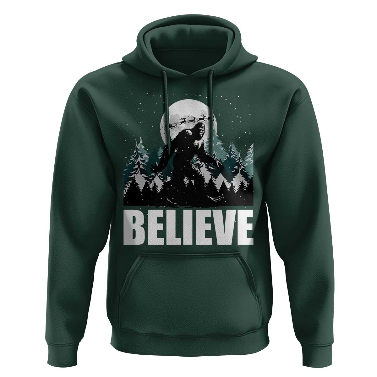 Funny Christmas Bigfoot Hoodie Believe Santa Sasquatch Snow