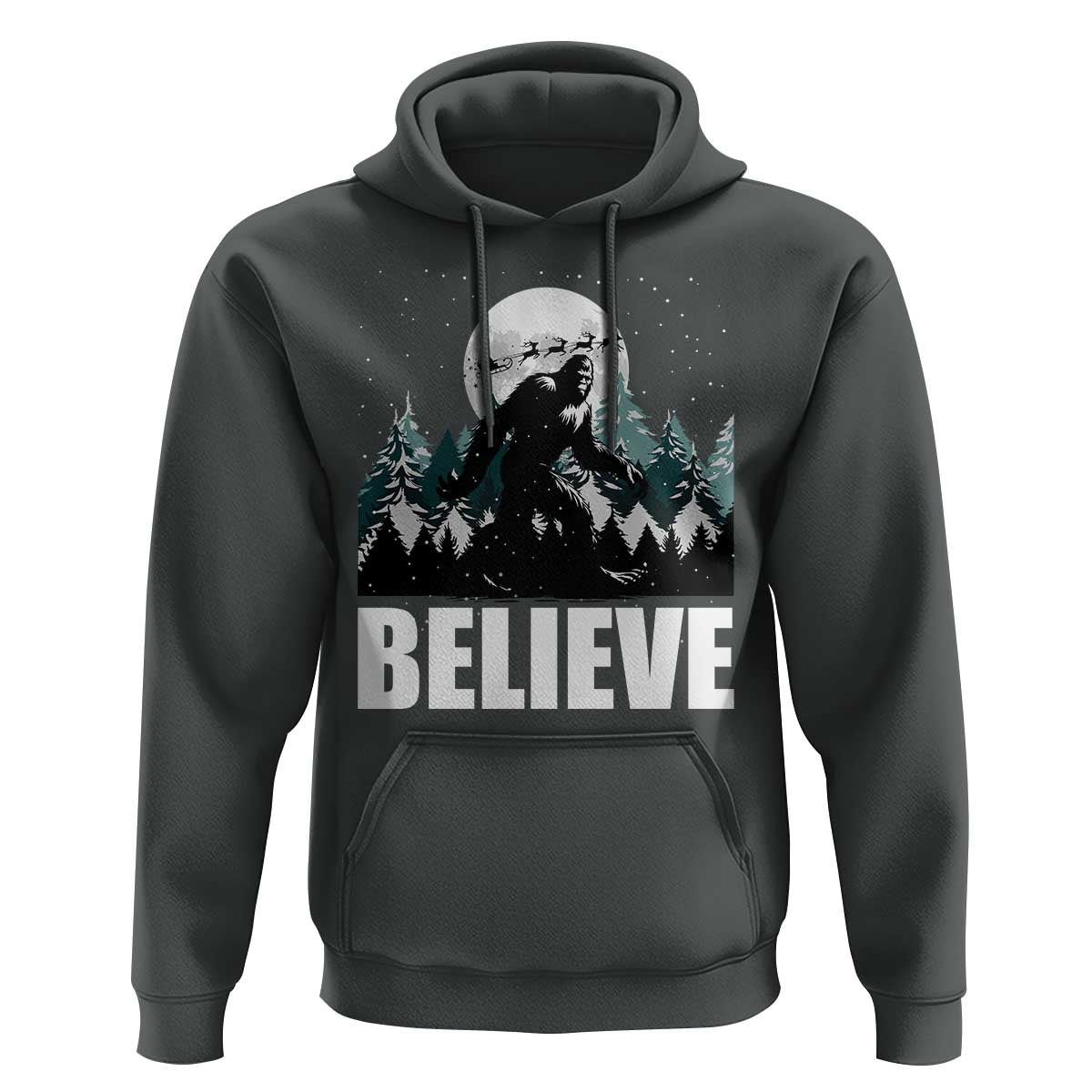 Funny Christmas Bigfoot Hoodie Believe Santa Sasquatch Snow