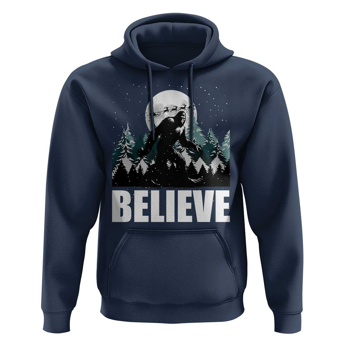 Funny Christmas Bigfoot Hoodie Believe Santa Sasquatch Snow