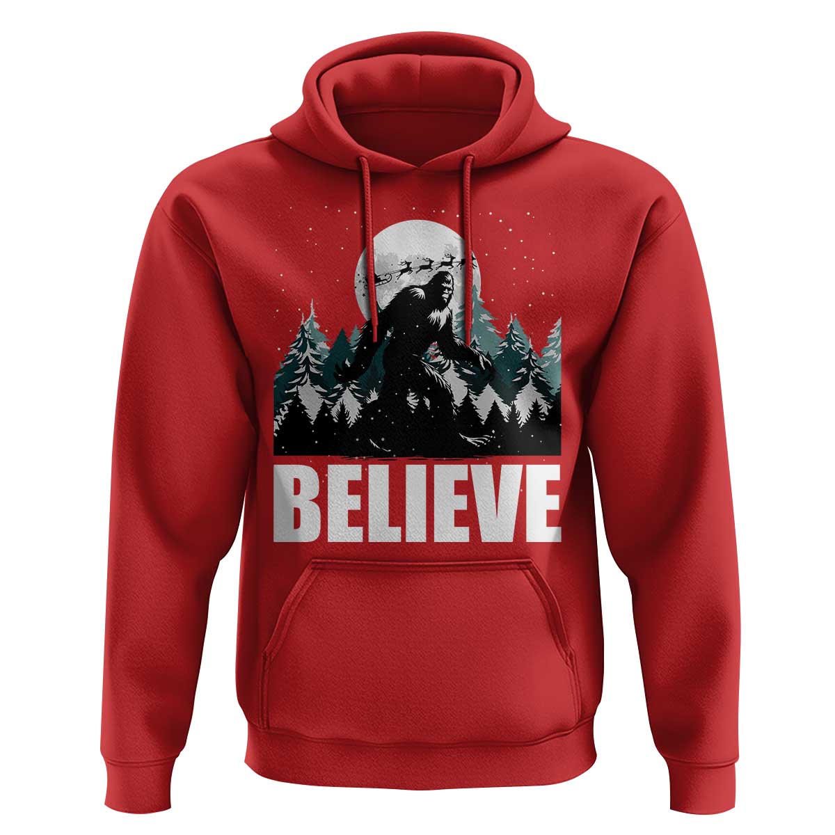 Funny Christmas Bigfoot Hoodie Believe Santa Sasquatch Snow