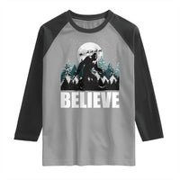 Funny Christmas Bigfoot Raglan Shirt Believe Santa Sasquatch Snow - Wonder Print Shop