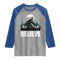 Funny Christmas Bigfoot Raglan Shirt Believe Santa Sasquatch Snow - Wonder Print Shop