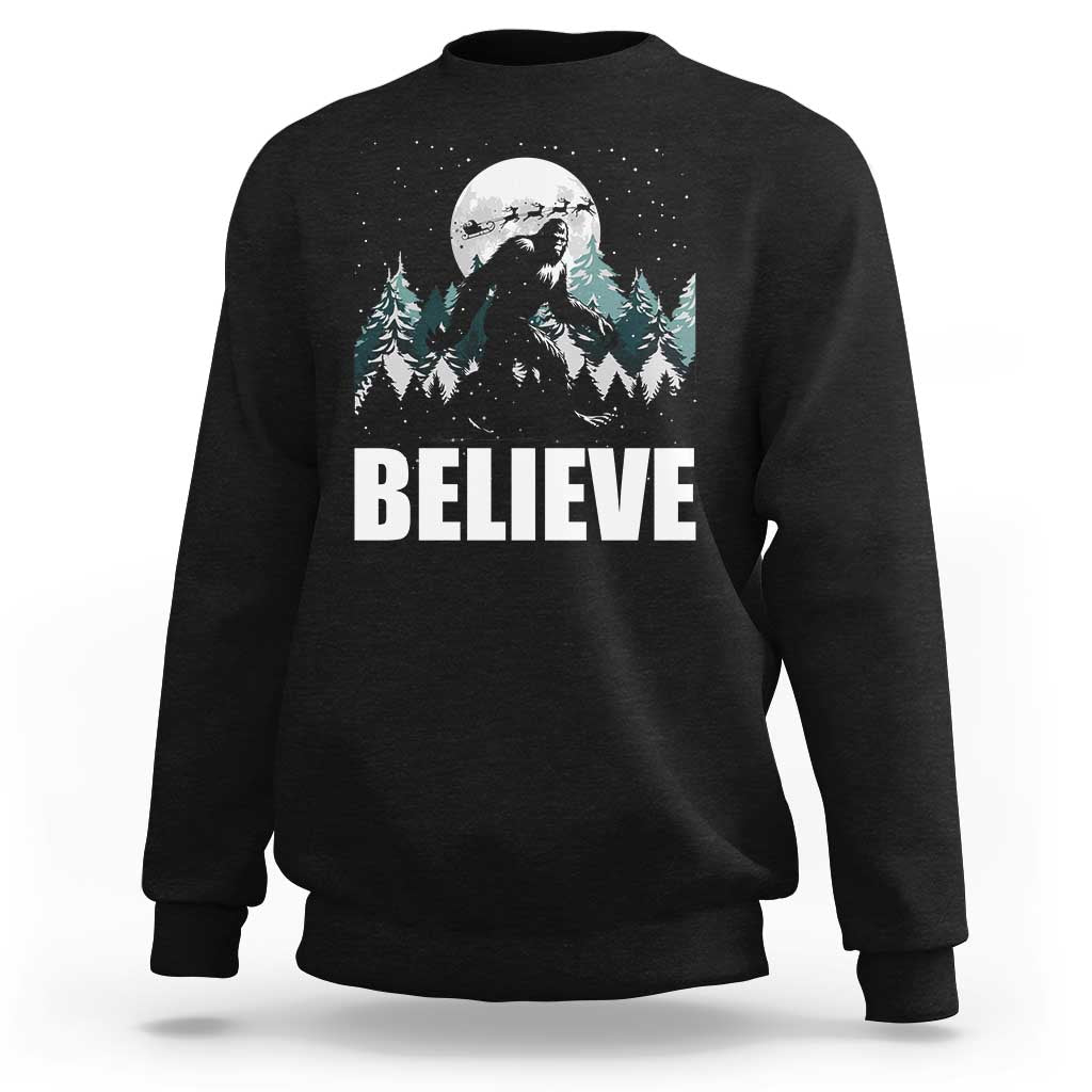 Funny Christmas Bigfoot Sweatshirt Believe Santa Sasquatch Snow - Wonder Print Shop