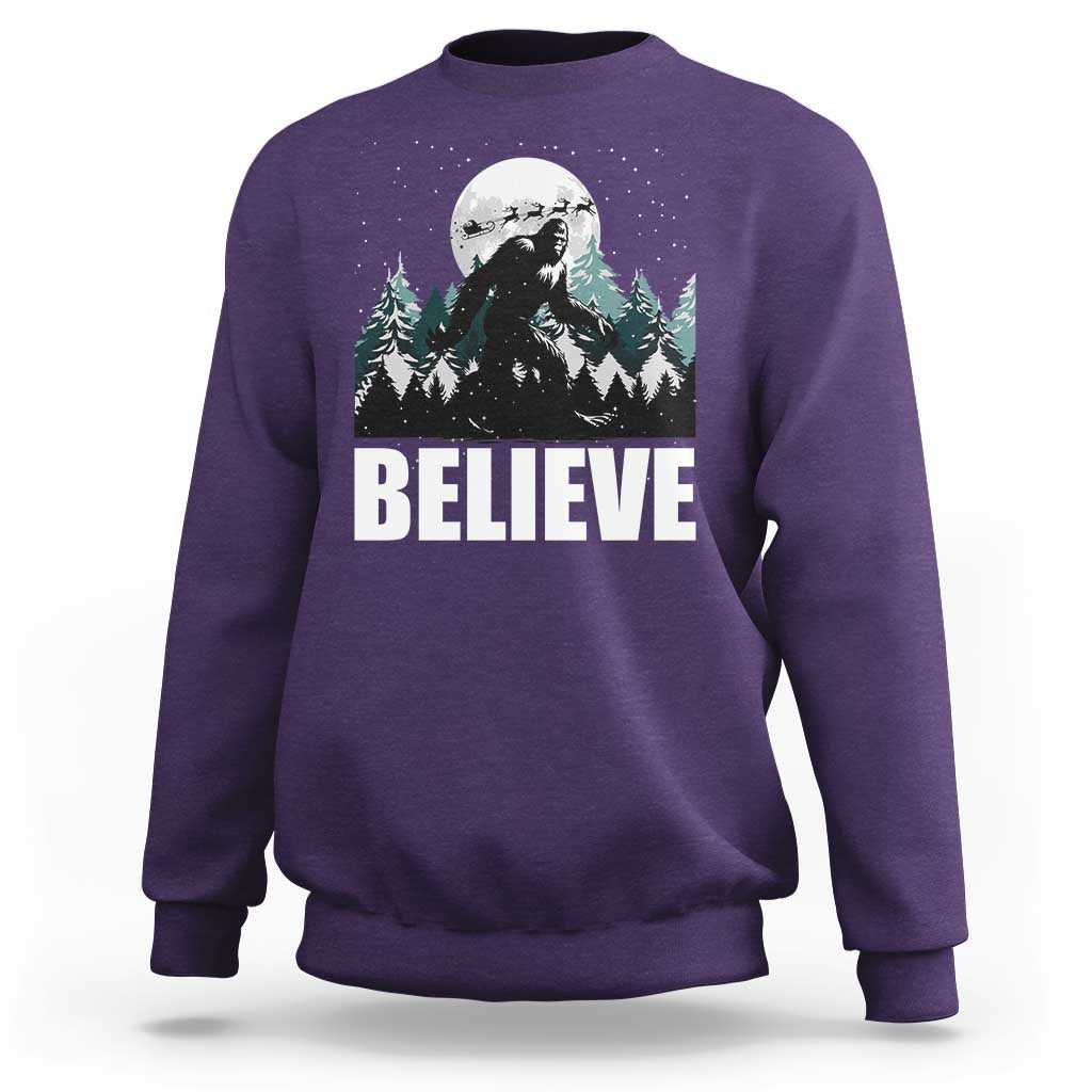 Funny Christmas Bigfoot Sweatshirt Believe Santa Sasquatch Snow - Wonder Print Shop