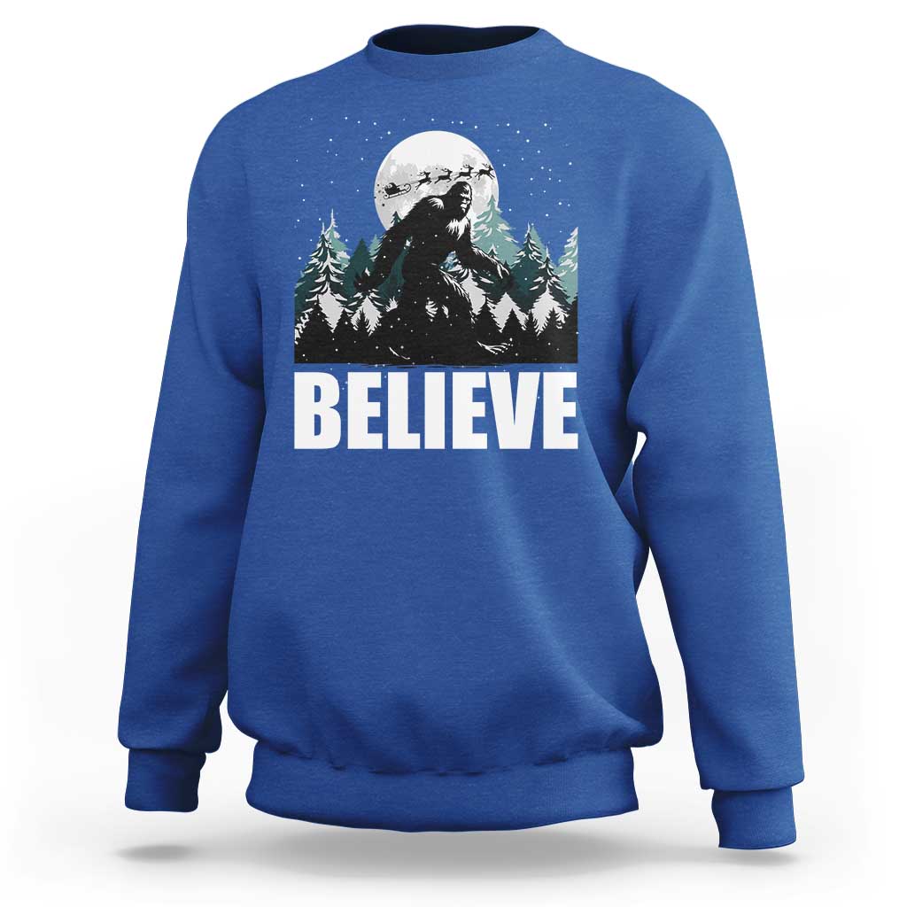 Funny Christmas Bigfoot Sweatshirt Believe Santa Sasquatch Snow - Wonder Print Shop