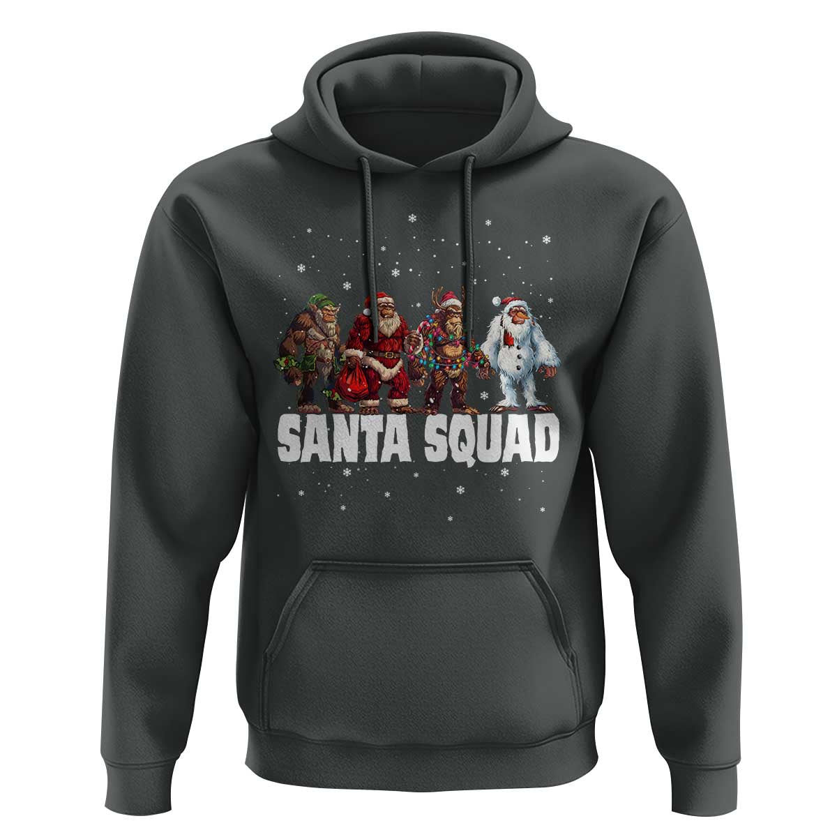 Funny Christmas Bigfoot Hoodie Santa Squad Sasquatch Cosplay Elf Santa Snowman