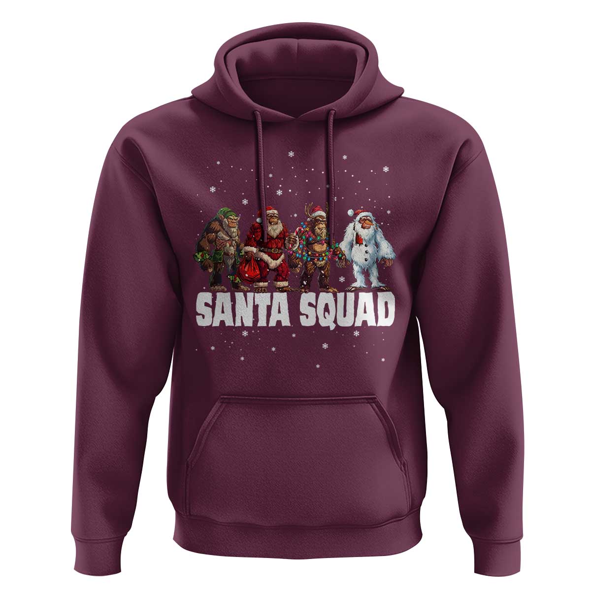 Funny Christmas Bigfoot Hoodie Santa Squad Sasquatch Cosplay Elf Santa Snowman