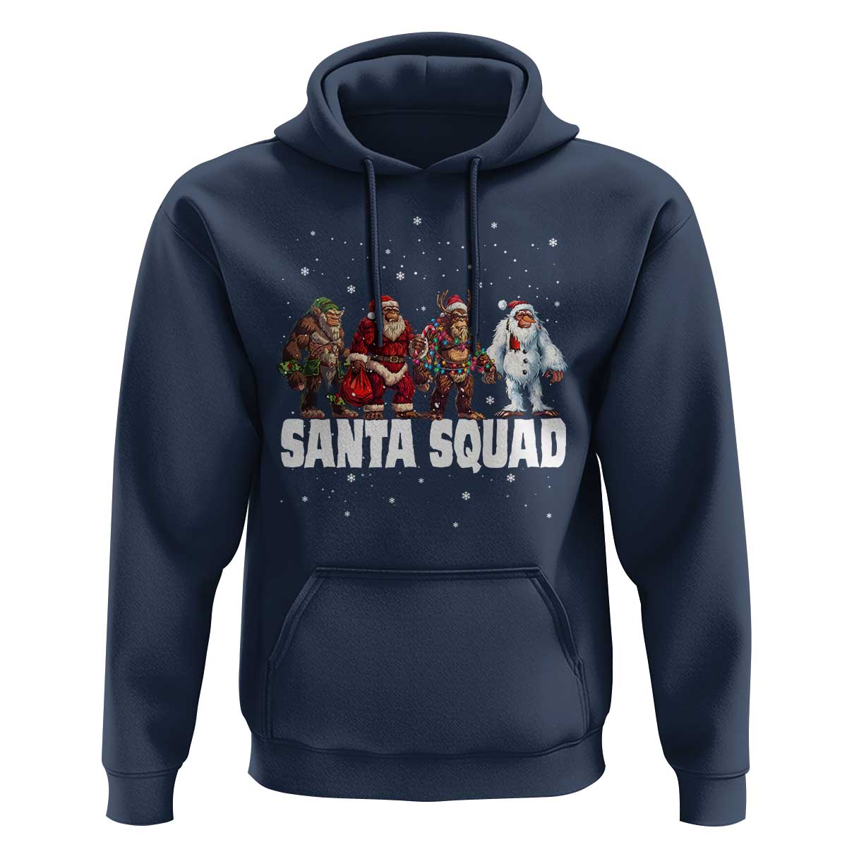 Funny Christmas Bigfoot Hoodie Santa Squad Sasquatch Cosplay Elf Santa Snowman