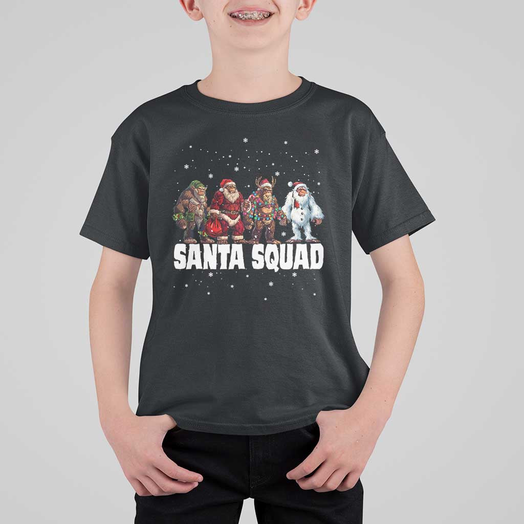 Funny Christmas Bigfoot T Shirt For Kid Santa Squad Sasquatch Cosplay Elf Santa Snowman - Wonder Print Shop
