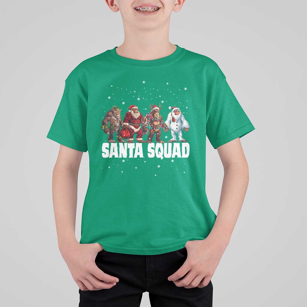Funny Christmas Bigfoot T Shirt For Kid Santa Squad Sasquatch Cosplay Elf Santa Snowman - Wonder Print Shop