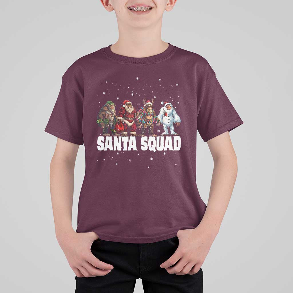 Funny Christmas Bigfoot T Shirt For Kid Santa Squad Sasquatch Cosplay Elf Santa Snowman - Wonder Print Shop