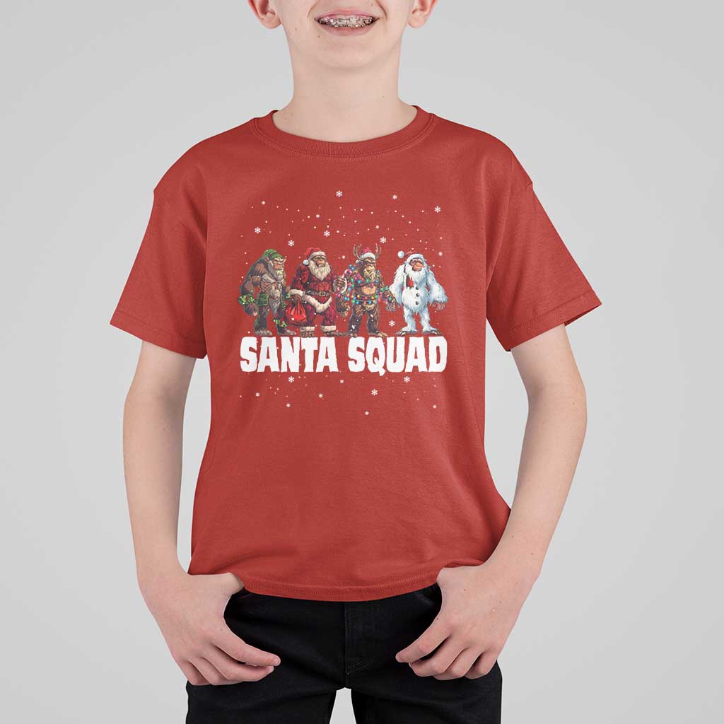 Funny Christmas Bigfoot T Shirt For Kid Santa Squad Sasquatch Cosplay Elf Santa Snowman - Wonder Print Shop
