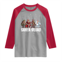 Funny Christmas Bigfoot Raglan Shirt Santa Squad Sasquatch Cosplay Elf Santa Snowman - Wonder Print Shop