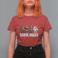 Funny Christmas Bigfoot T Shirt For Women Santa Squad Sasquatch Cosplay Elf Santa Snowman - Wonder Print Shop