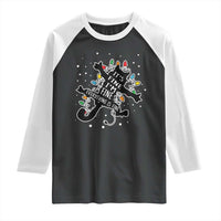 Funny Christmas It's Fine I'm Fine Everything Is Fine Raglan Shirt Black Cat - Wonder Print Shop