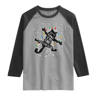 Funny Christmas It's Fine I'm Fine Everything Is Fine Raglan Shirt Black Cat - Wonder Print Shop