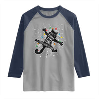 Funny Christmas It's Fine I'm Fine Everything Is Fine Raglan Shirt Black Cat - Wonder Print Shop