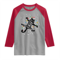 Funny Christmas It's Fine I'm Fine Everything Is Fine Raglan Shirt Black Cat - Wonder Print Shop
