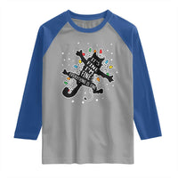 Funny Christmas It's Fine I'm Fine Everything Is Fine Raglan Shirt Black Cat - Wonder Print Shop