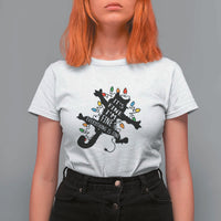 Funny Christmas It's Fine I'm Fine Everything Is Fine T Shirt For Women Black Cat - Wonder Print Shop