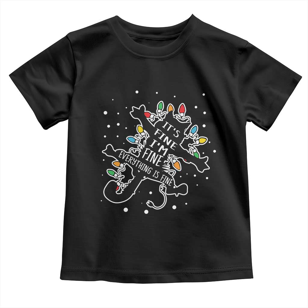 Funny Christmas It's Fine I'm Fine Everything Is Fine Toddler T Shirt Black Cat