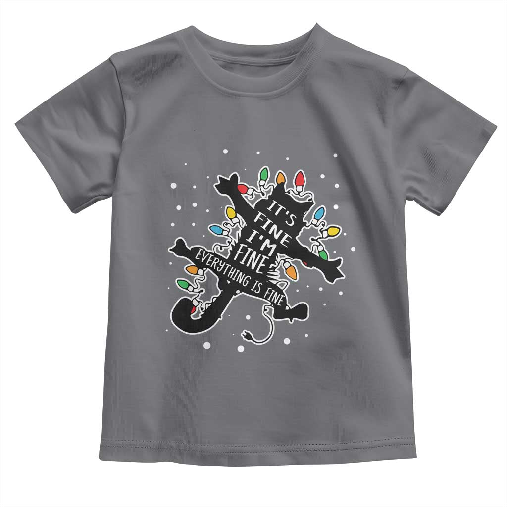 Funny Christmas It's Fine I'm Fine Everything Is Fine Toddler T Shirt Black Cat