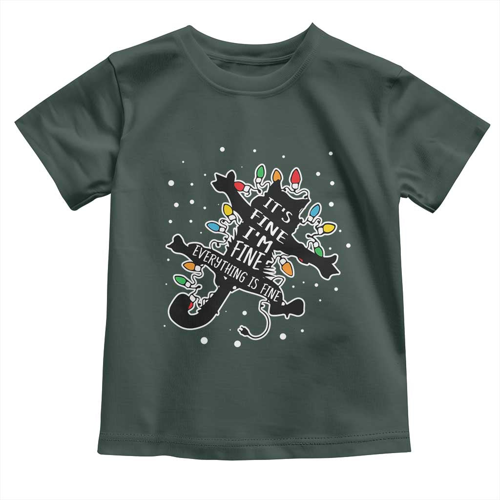 Funny Christmas It's Fine I'm Fine Everything Is Fine Toddler T Shirt Black Cat