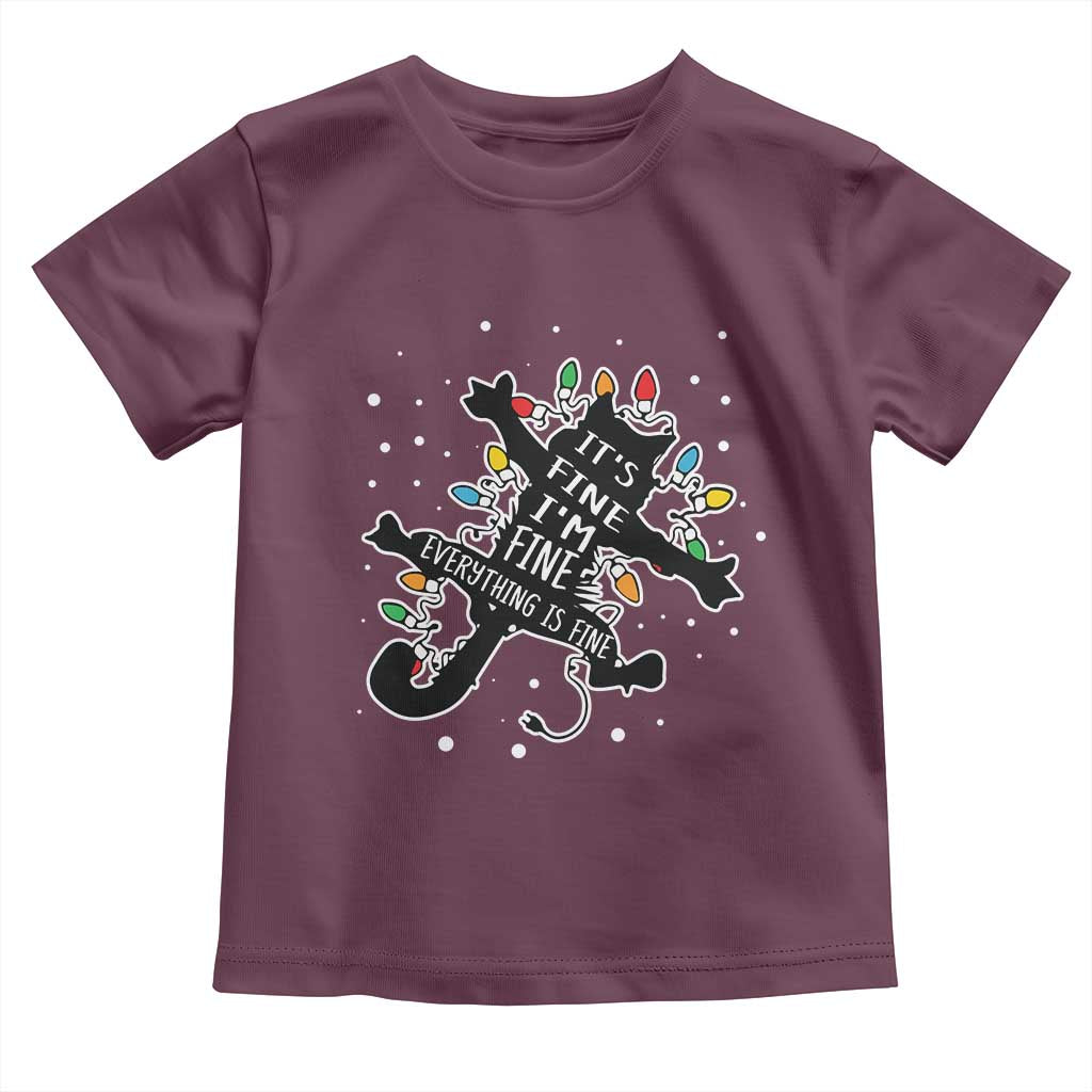 Funny Christmas It's Fine I'm Fine Everything Is Fine Toddler T Shirt Black Cat