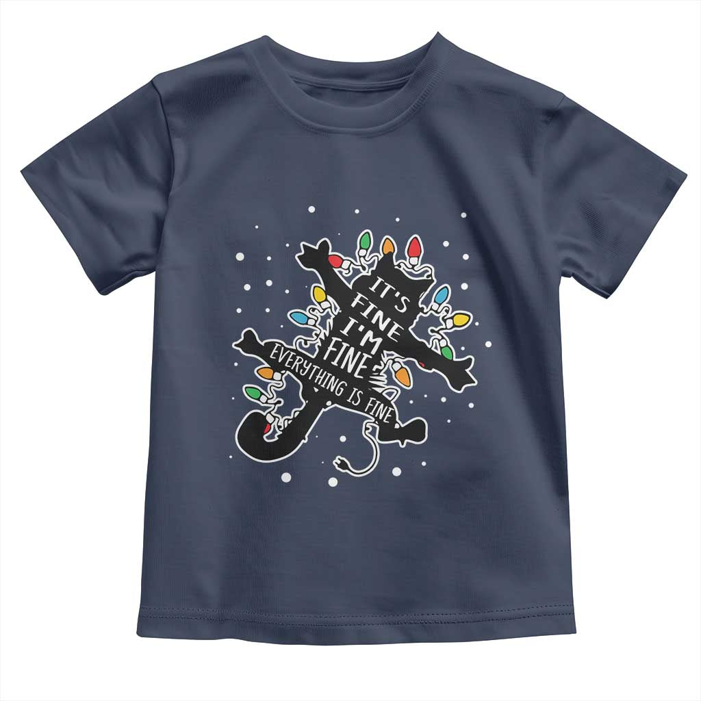 Funny Christmas It's Fine I'm Fine Everything Is Fine Toddler T Shirt Black Cat