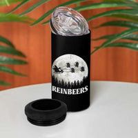 Funny Christmas Beers 4 in 1 Can Cooler Tumbler Reinbeers Santa Sleigh Moon - Wonder Print Shop