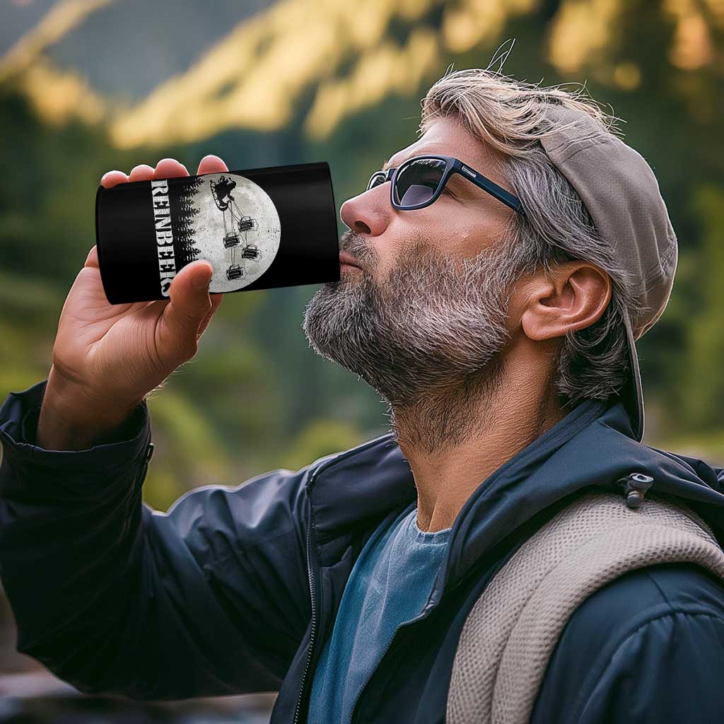 Funny Christmas Beers 4 in 1 Can Cooler Tumbler Reinbeers Santa Sleigh Moon - Wonder Print Shop