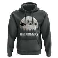 Funny Christmas Beers Hoodie Reinbeers Santa Sleigh Moon