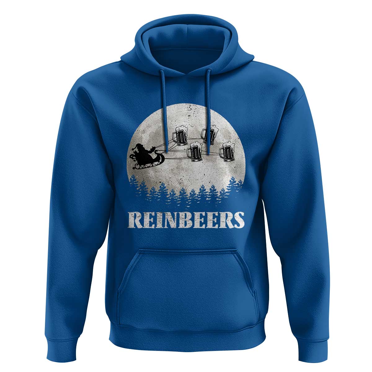 Funny Christmas Beers Hoodie Reinbeers Santa Sleigh Moon