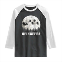 Funny Christmas Beers Raglan Shirt Reinbeers Santa Sleigh Moon - Wonder Print Shop