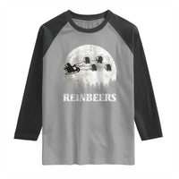 Funny Christmas Beers Raglan Shirt Reinbeers Santa Sleigh Moon - Wonder Print Shop