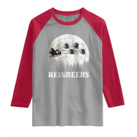 Funny Christmas Beers Raglan Shirt Reinbeers Santa Sleigh Moon - Wonder Print Shop