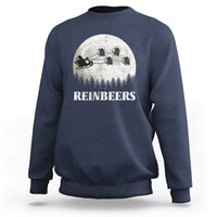 Funny Christmas Beers Sweatshirt Reinbeers Santa Sleigh Moon - Wonder Print Shop