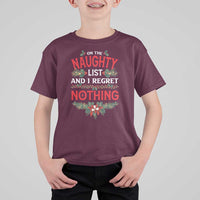 Funny Christmas T Shirt For Kid I'm On The Naughty List And I Regret Nothing Mistletoe - Wonder Print Shop