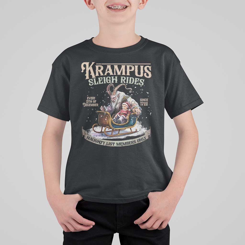 Yule T Shirt For Kid Krampus Sleigh Rides For Naughty List Members Only Xmas - Wonder Print Shop