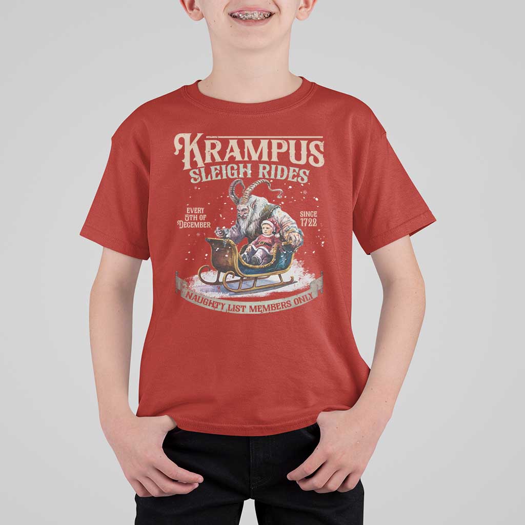 Yule T Shirt For Kid Krampus Sleigh Rides For Naughty List Members Only Xmas - Wonder Print Shop
