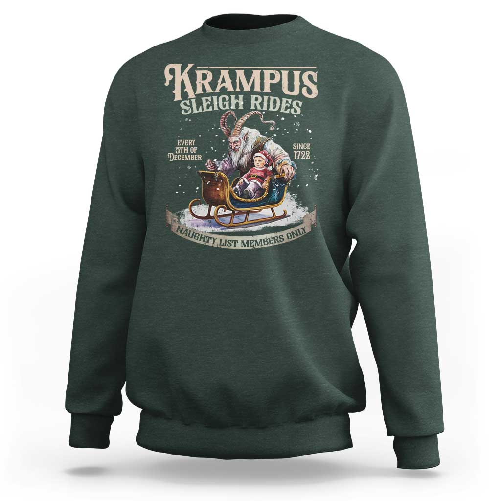 Yule Sweatshirt Krampus Sleigh Rides For Naughty List Members Only Xmas - Wonder Print Shop