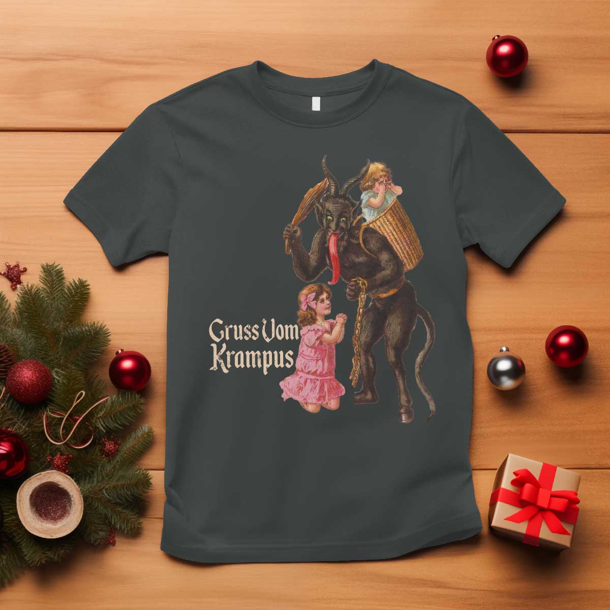 Christmas Creepy Krampus T Shirt Greetings From Gruss Vom Krampus - Wonder Print Shop