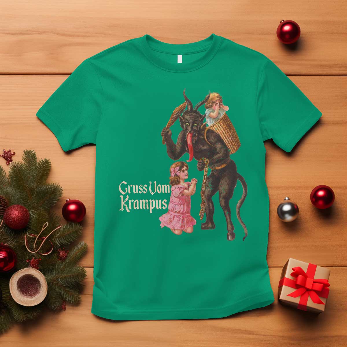 Christmas Creepy Krampus T Shirt Greetings From Gruss Vom Krampus - Wonder Print Shop