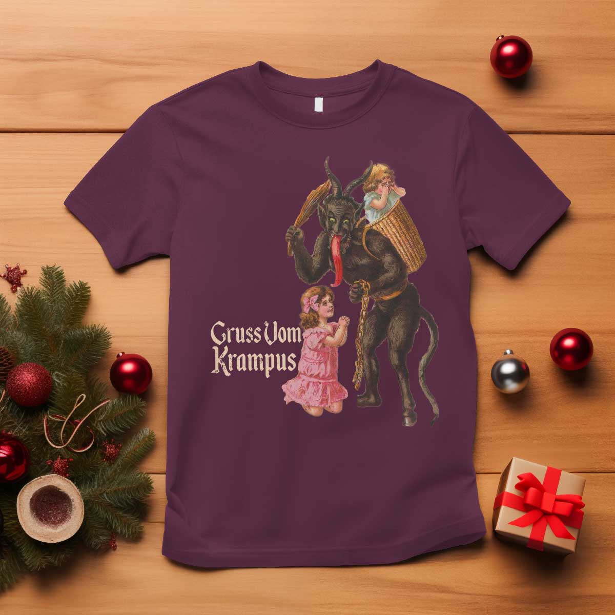 Christmas Creepy Krampus T Shirt Greetings From Gruss Vom Krampus - Wonder Print Shop