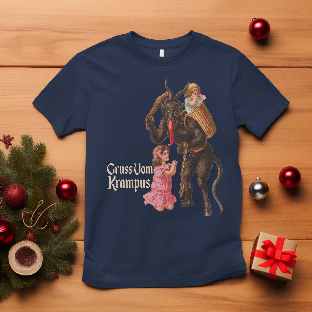 Christmas Creepy Krampus T Shirt Greetings From Gruss Vom Krampus - Wonder Print Shop