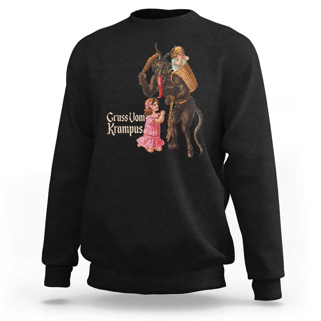 Christmas Creepy Krampus Sweatshirt Greetings From Gruss Vom Krampus - Wonder Print Shop