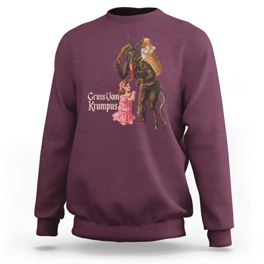 Christmas Creepy Krampus Sweatshirt Greetings From Gruss Vom Krampus - Wonder Print Shop