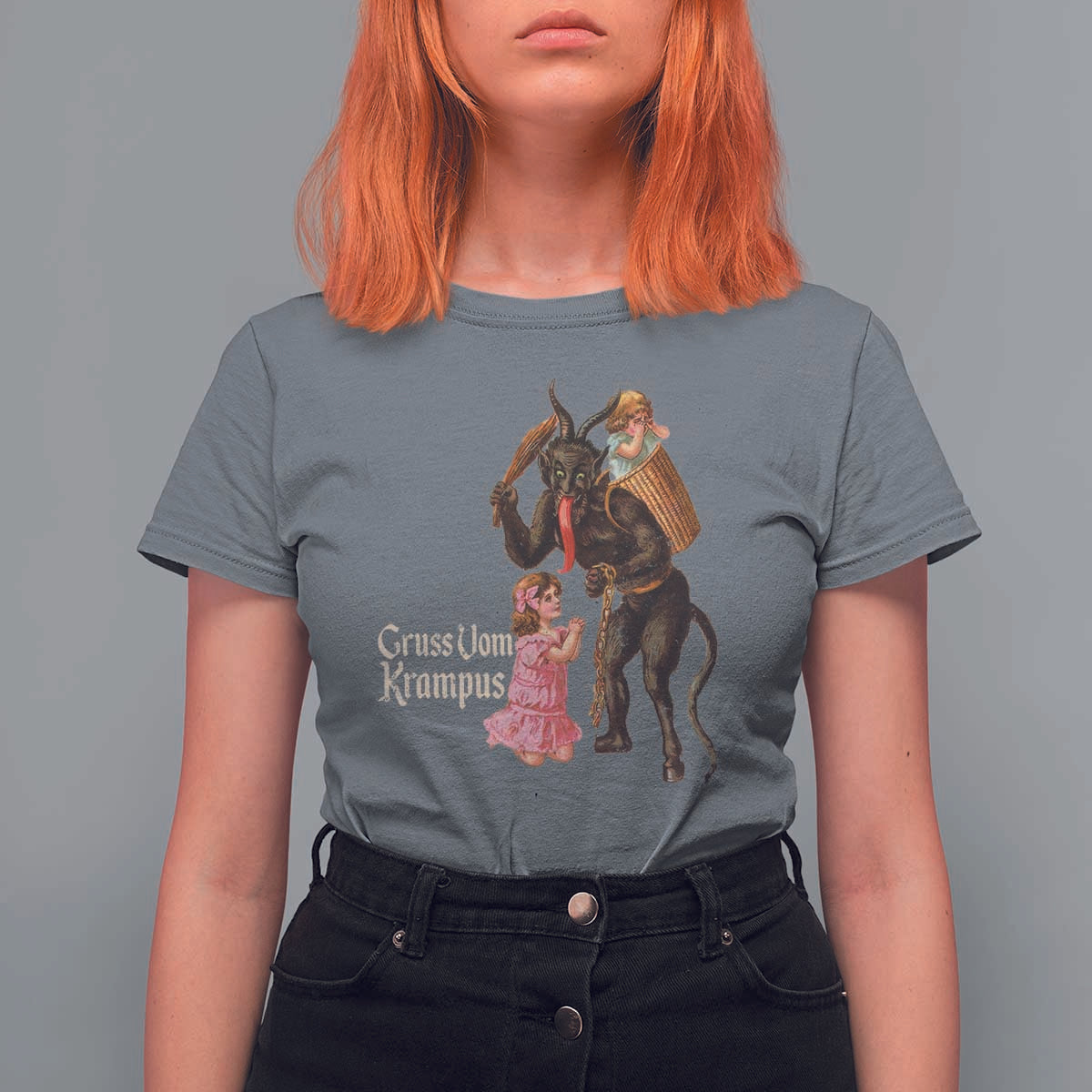 Christmas Creepy Krampus T Shirt For Women Greetings From Gruss Vom Krampus - Wonder Print Shop