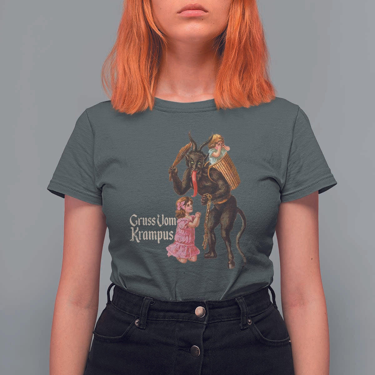 Christmas Creepy Krampus T Shirt For Women Greetings From Gruss Vom Krampus - Wonder Print Shop