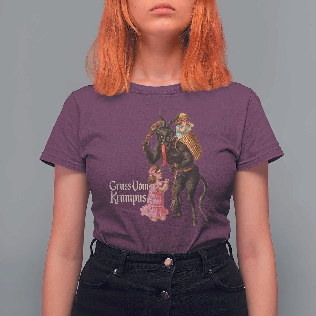 Christmas Creepy Krampus T Shirt For Women Greetings From Gruss Vom Krampus - Wonder Print Shop